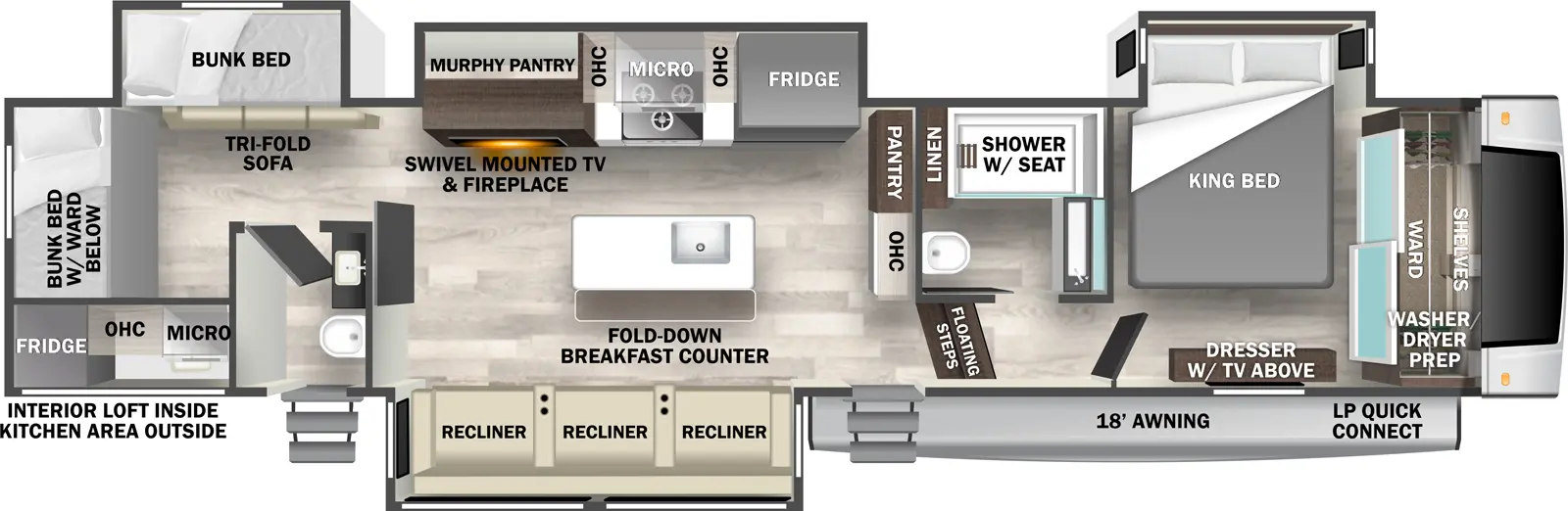 Cedar Creek 379BHO Floorplan